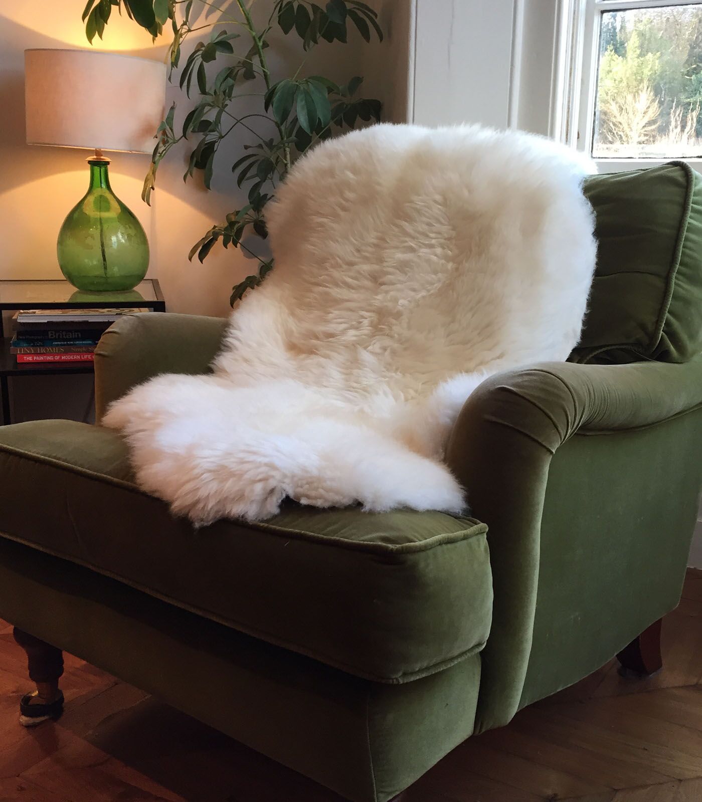 white company sheepskin rug